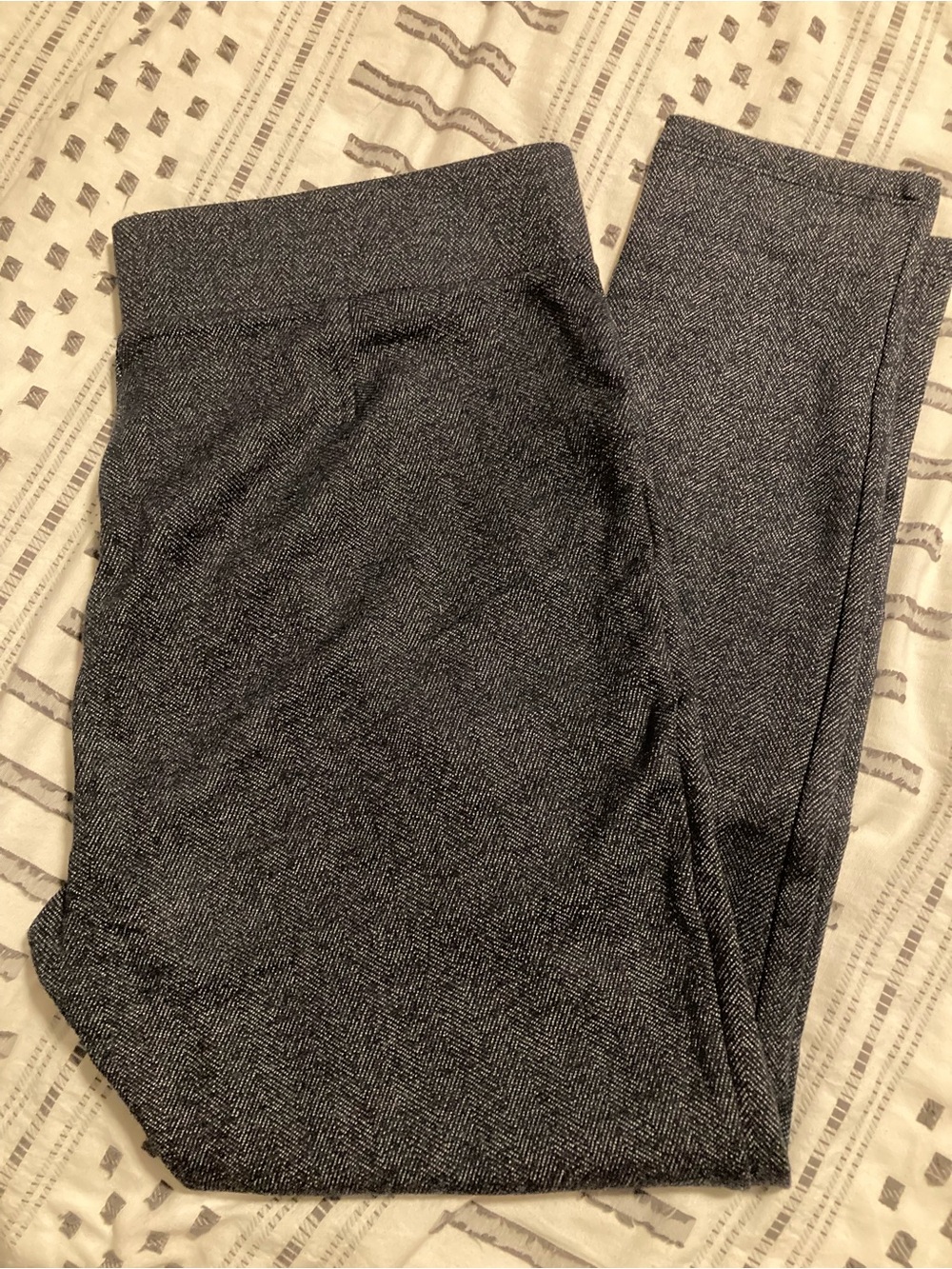 Navy Herringbone Knit Leggings